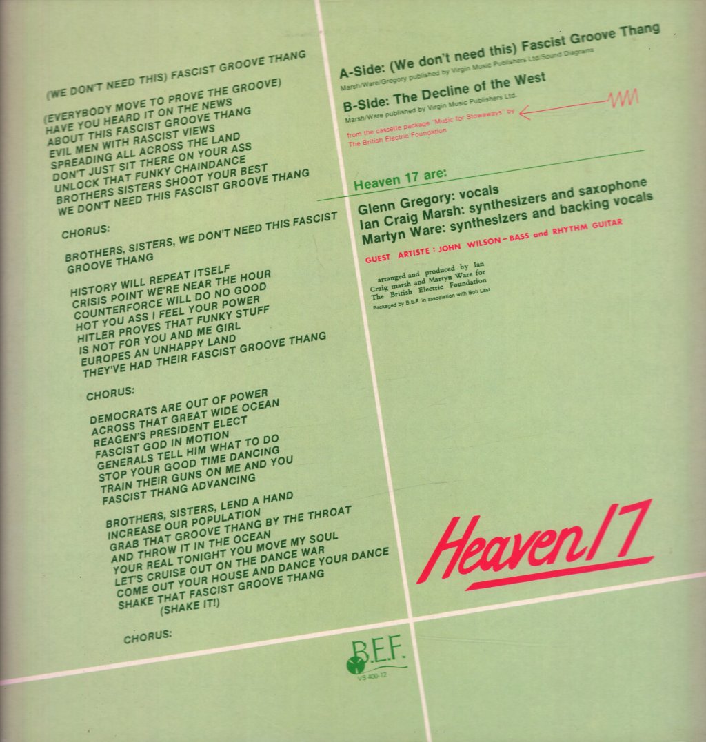 Heaven 17 - Fascist Groove Thang - 12 Inch