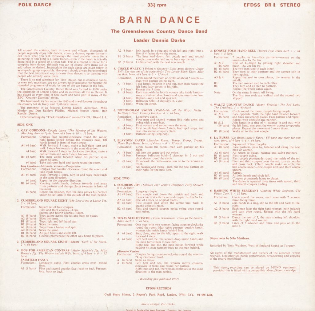 Greensleeves Country Dance Band - Barn Dance - Lp