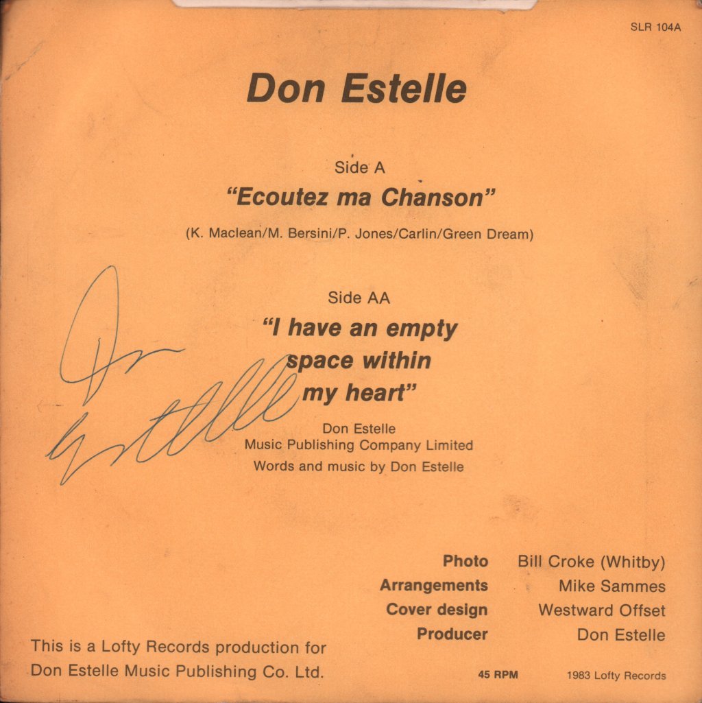 Don Estelle - Ecoutez Ma Chanson - 7 Inch