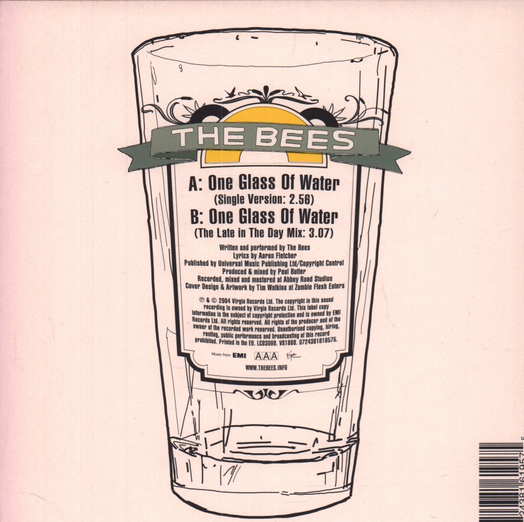 Bees (Indie Group) - One Glass Of Water - 7 Inch