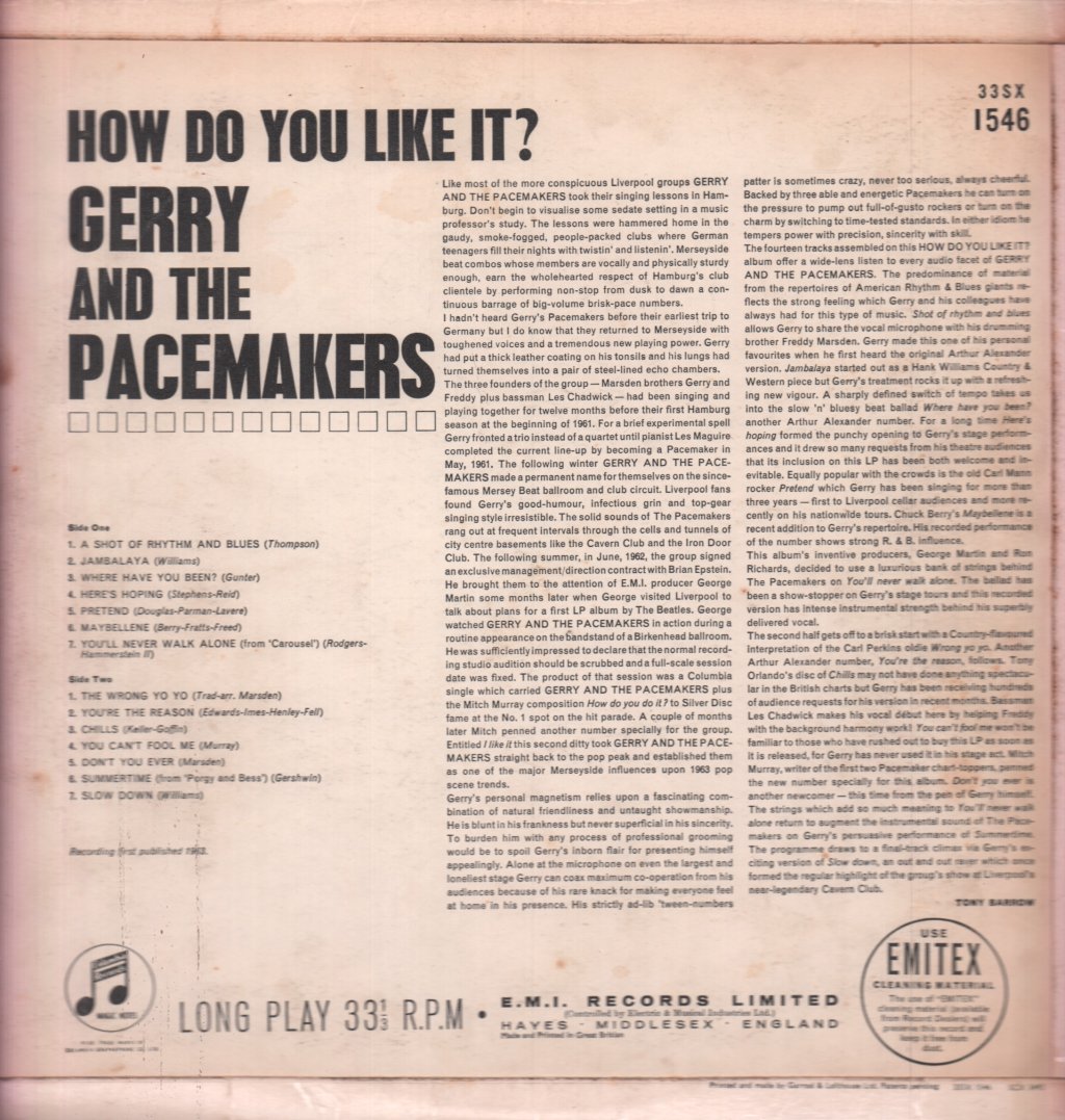 Gerry And The Pacemakers - How Do You Like It - Lp