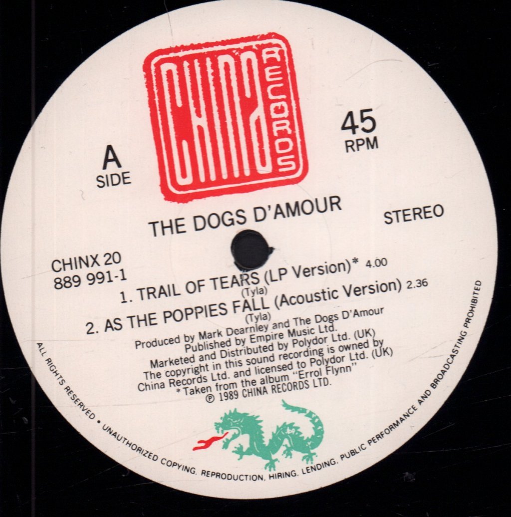 Dogs D'amour - Trail Of Tears - 12 Inch
