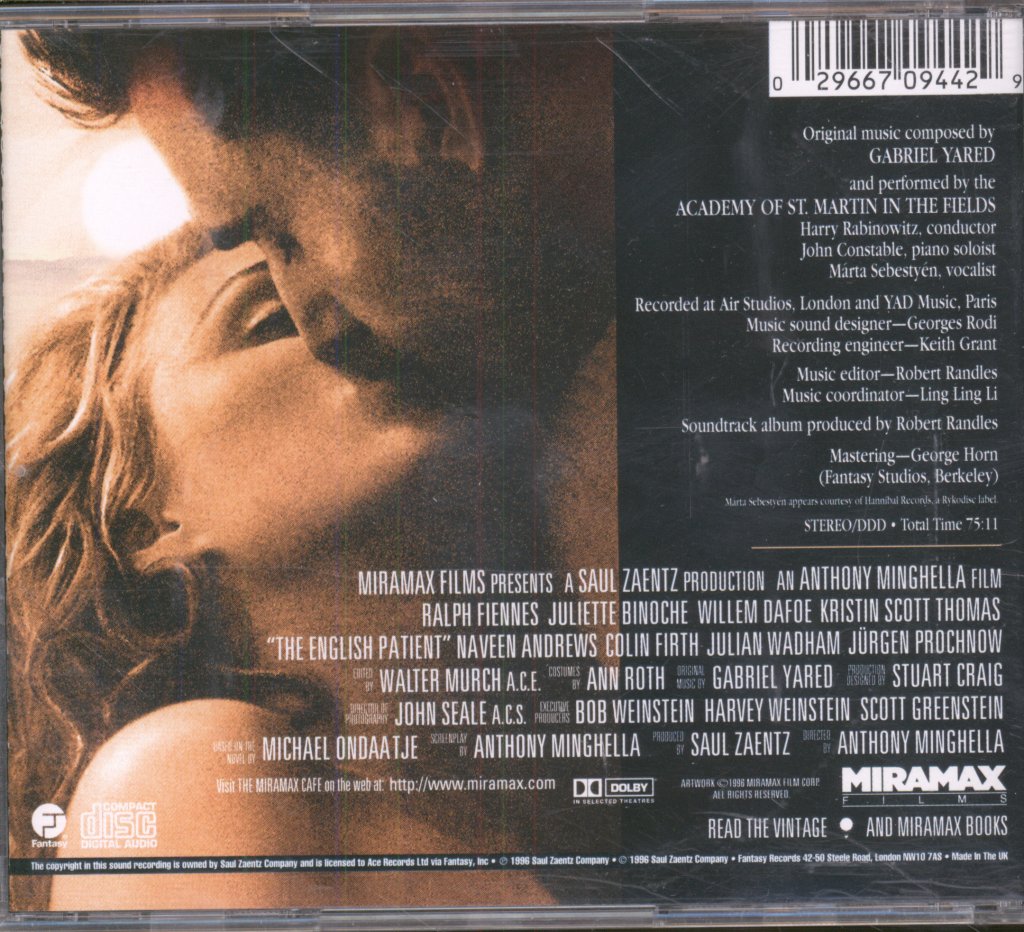 Academy Of St. Martin-in-the-Fields, Gabriel Yared - English Patient (Original Soundtrack Recording) - Cd