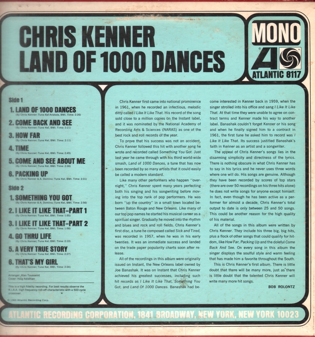 Chris Kenner - Land Of 1000 Dances - Lp