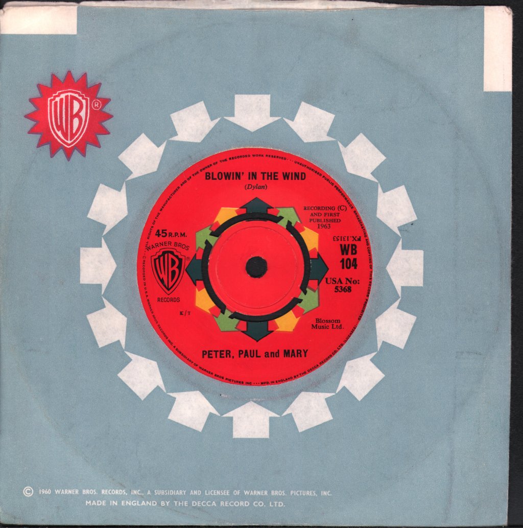 Peter Paul And Mary - Blowin' In The Wind - 7 Inch