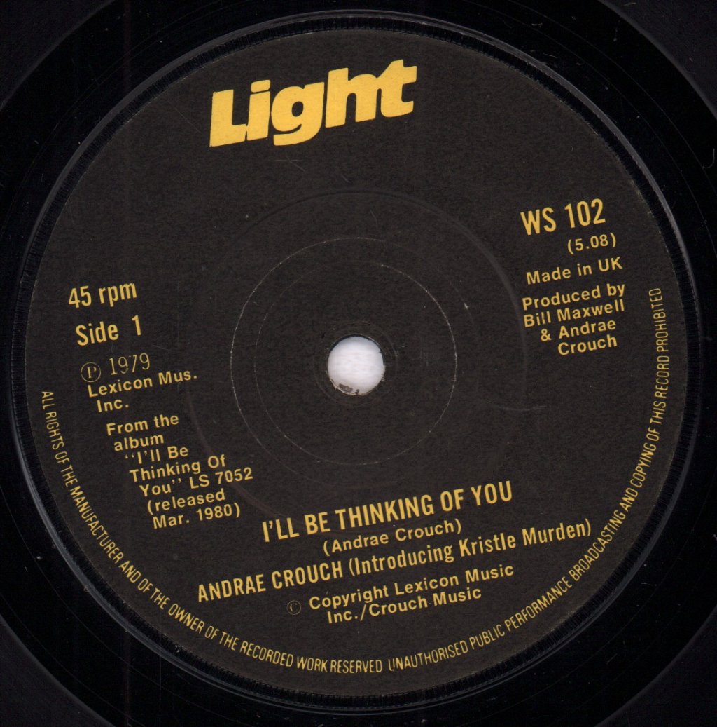 Andrae Crouch - I'll Be Thinking Of You - 7 Inch