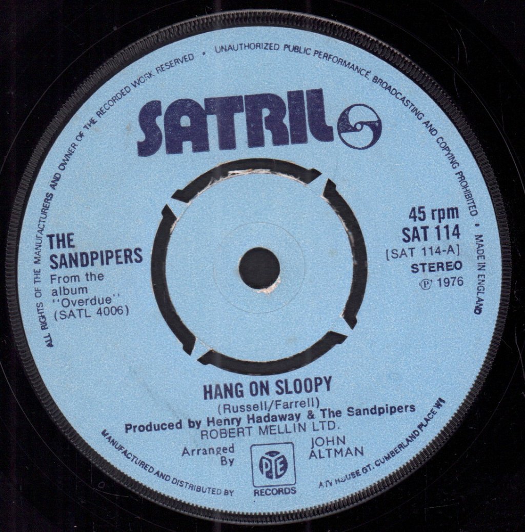 Sandpipers (Easy Listening Group) - Hang On Sloopy - 7 Inch