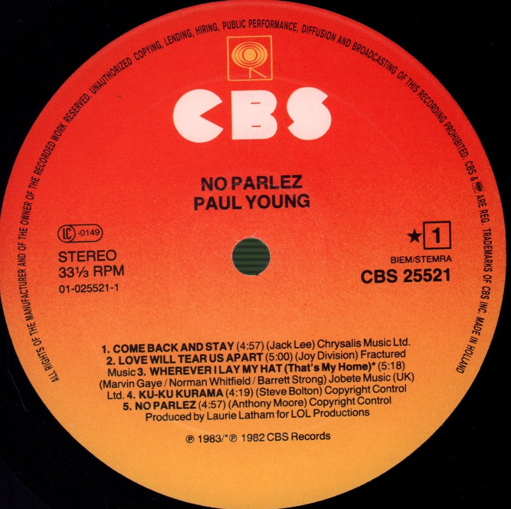 Paul Young - No Parlez - Lp