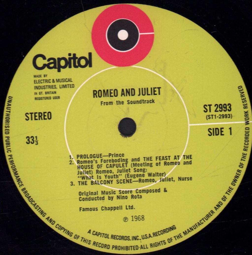 Romeo And Juliet - Originalsoundtrack Recording - Lp