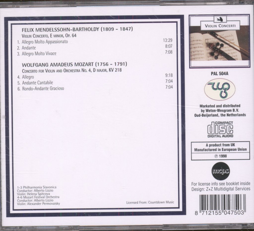 Various Artists - Mendelssohn / Mozart - Violin Concerti - Cd Set