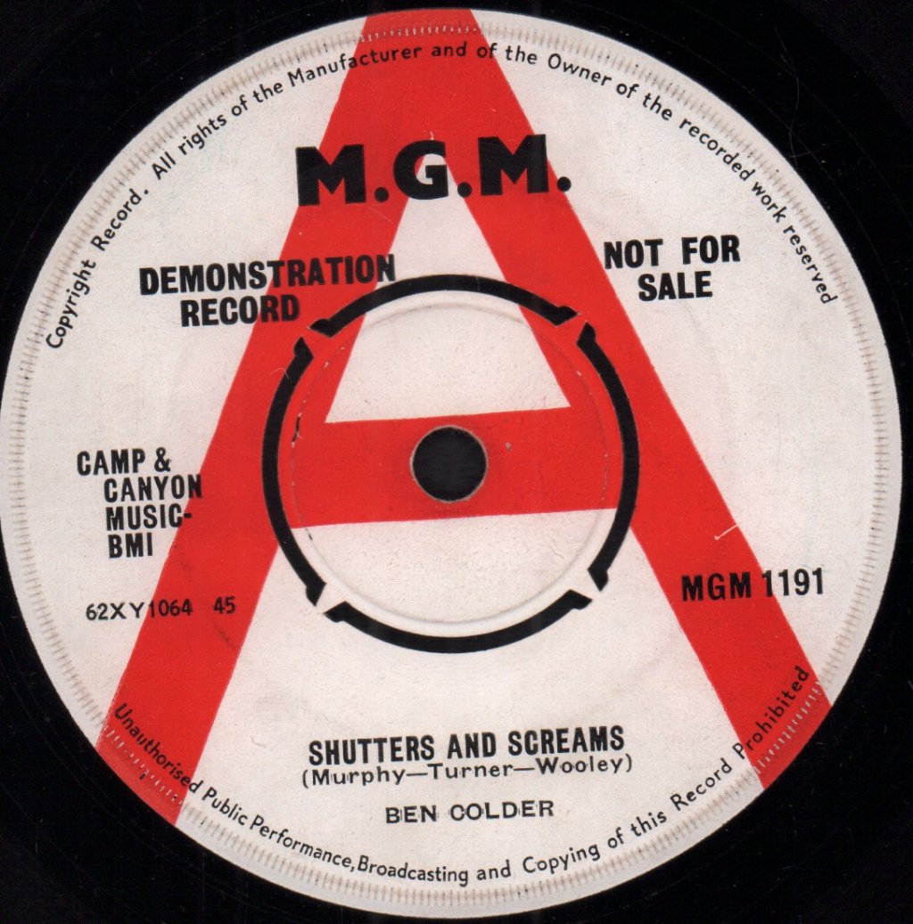 Ben Colder - Shutters And Screams - 7 Inch