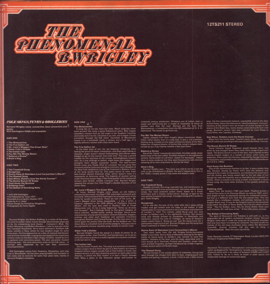 Bernard Wrigley - Phenomenal B Wrigley - Lp