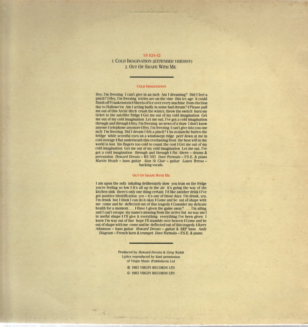 Howard Devoto - Cold Imagination - 12 Inch