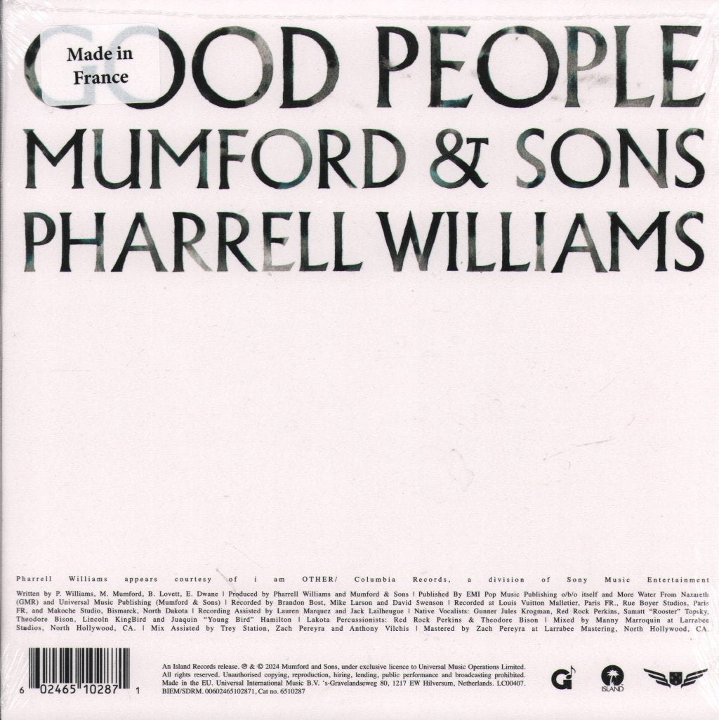 Mumford & Sons / Pharrell Williams - Good People - 7 Inch