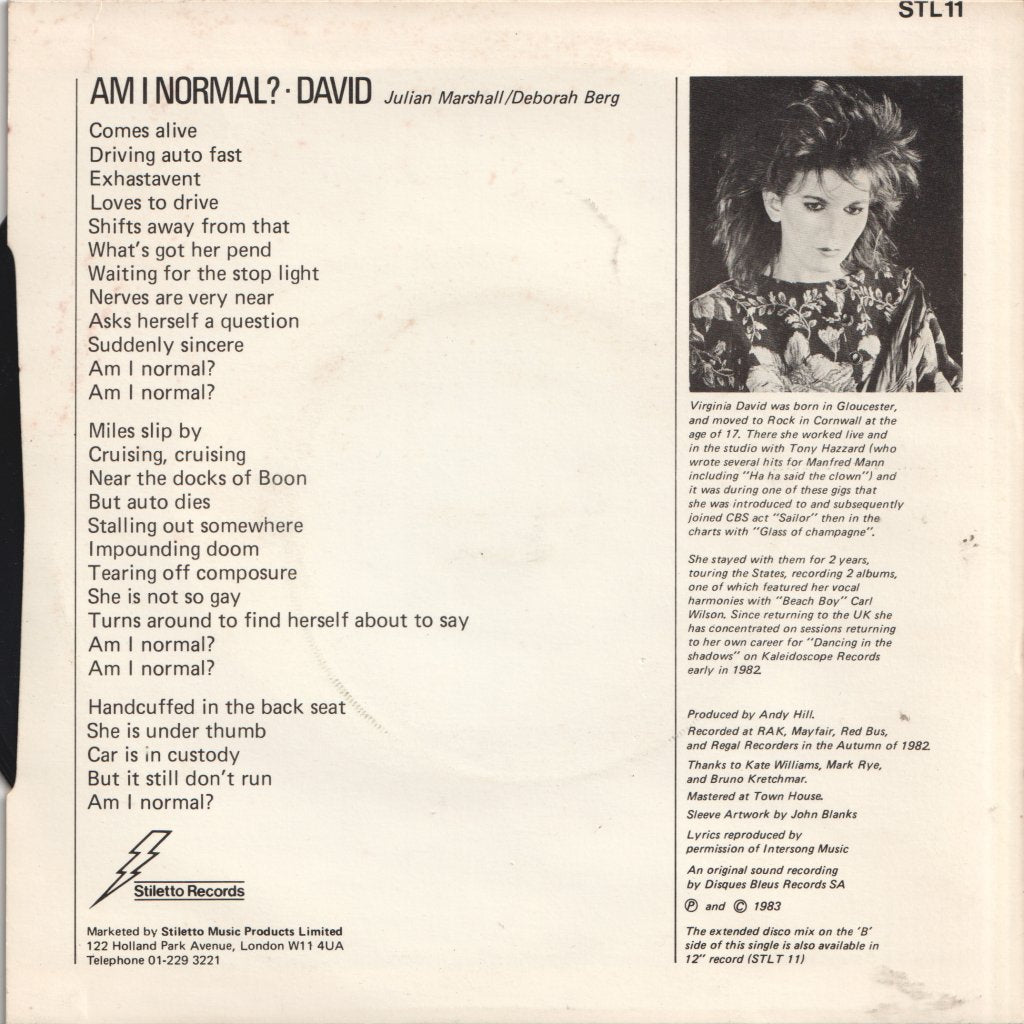 David (80'S Synth Pop) - Am I Normal - 7 Inch