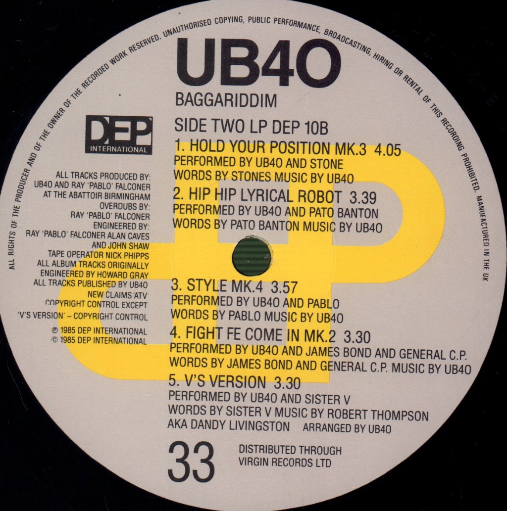 UB40 - Baggariddim - Double Lp
