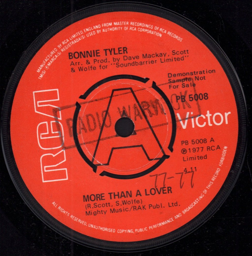 Bonnie Tyler - More Than A Lover - 7 Inch