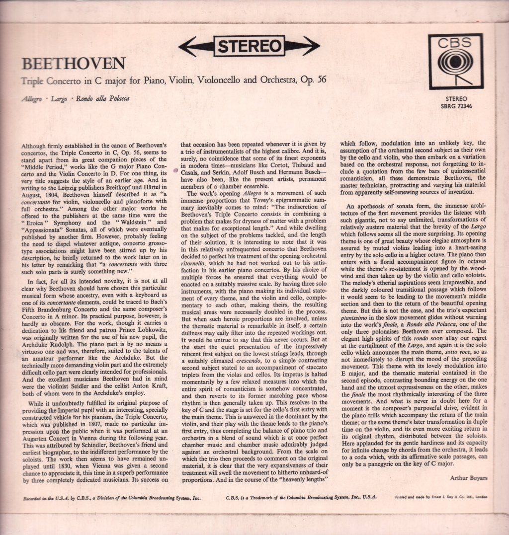 Beethoven - Triple Concerto - Lp