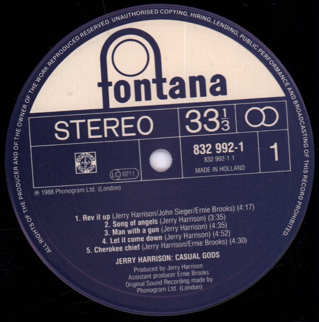 Jerry Harrison - Casual Gods - Lp
