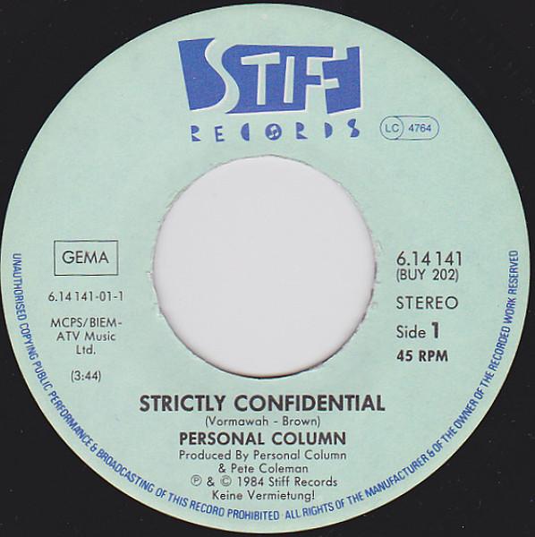 Personal Column - Strictly Confidential - 7 Inch