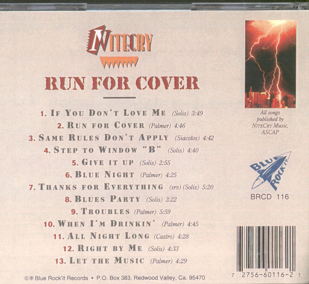 NiteCry - Run For Cover - Cd