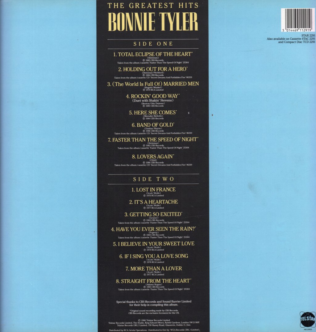 Bonnie Tyler - Greatest Hits - Lp