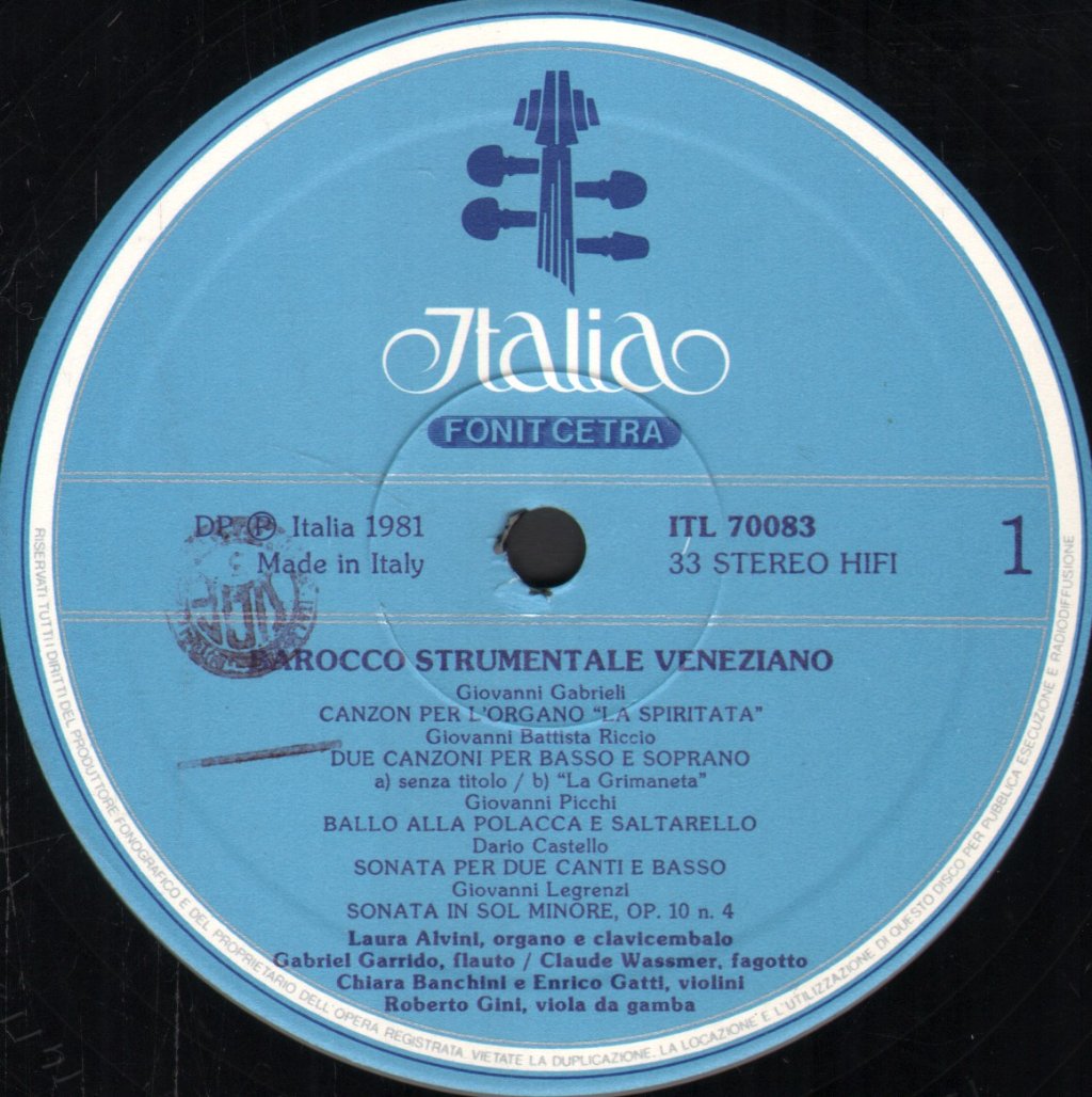 Barocco Strumentale Veneziano - Gabrieli / Riccio / Picchi / Castello / Legrenzi / Caldara / Vivaldi - Lp