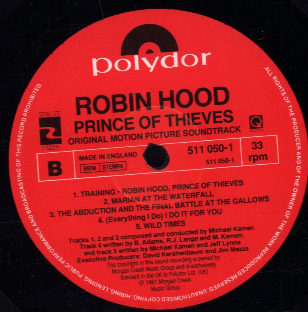 Robin Hood Prince Of Thieves - Original Motion Picture Soundtrack - Lp