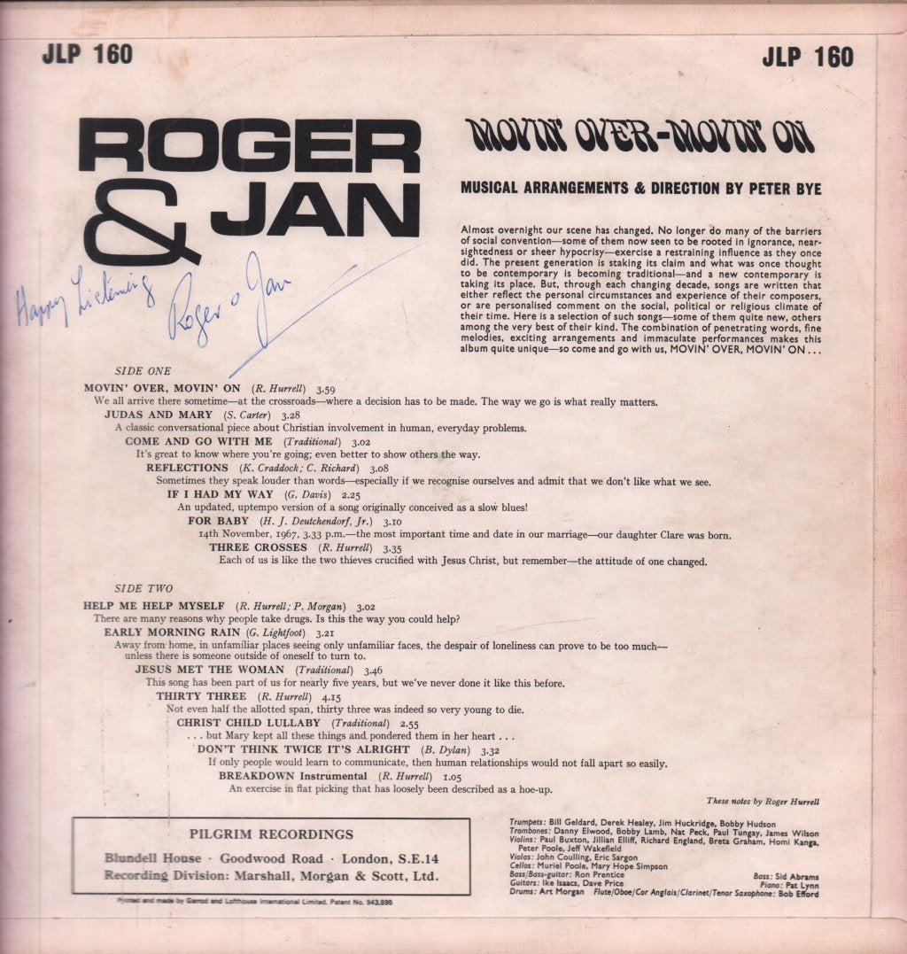 Roger & Jan - Movin' Over, Movin' On - Lp