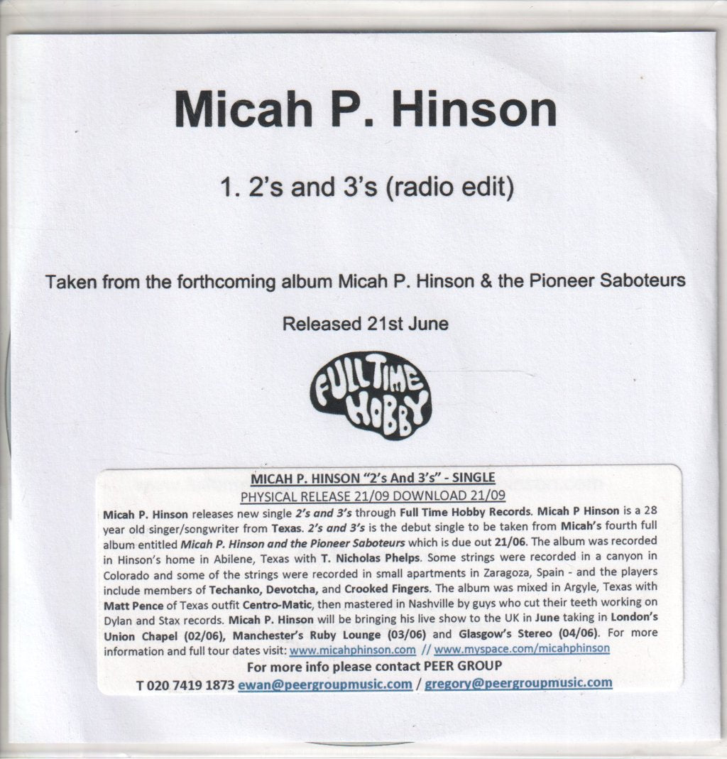 Micah P. Hinson - 2's And 3's - Cdr