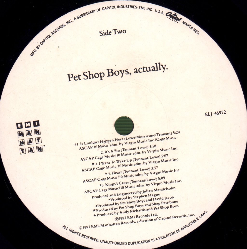 Pet Shop Boys - Actually / Always On My Mind - Double Lp
