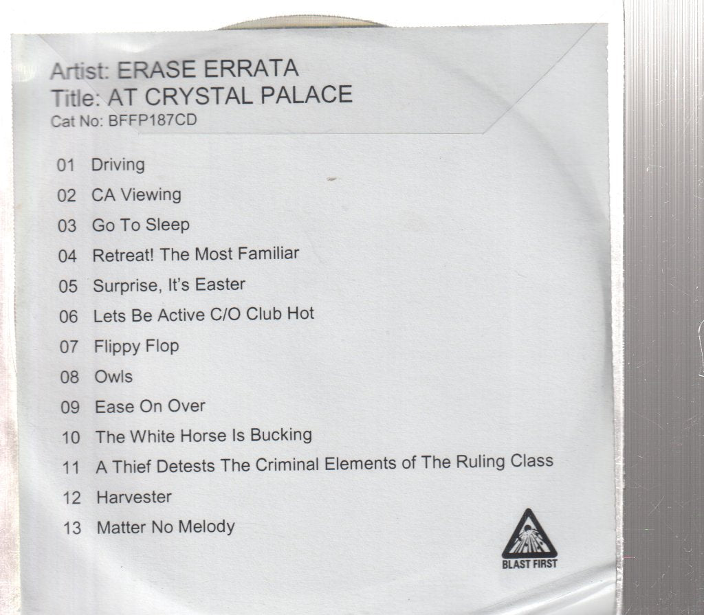 Erase Errata - At Crystal Palace - Cdr