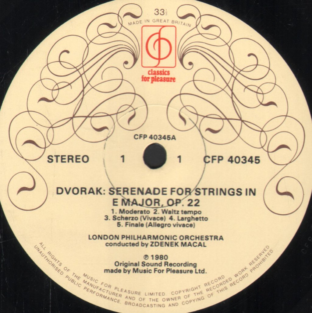 Zdenek Macal / London Philharmonic Orchestra - Dvorak - Serenade For Strings / Symphonic Variations - Lp