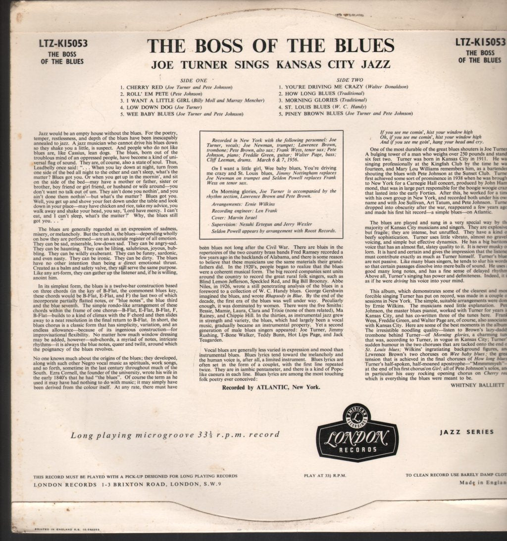 Joe Turner - Boss Of The Blues Sings Kansas City Jazz - Lp