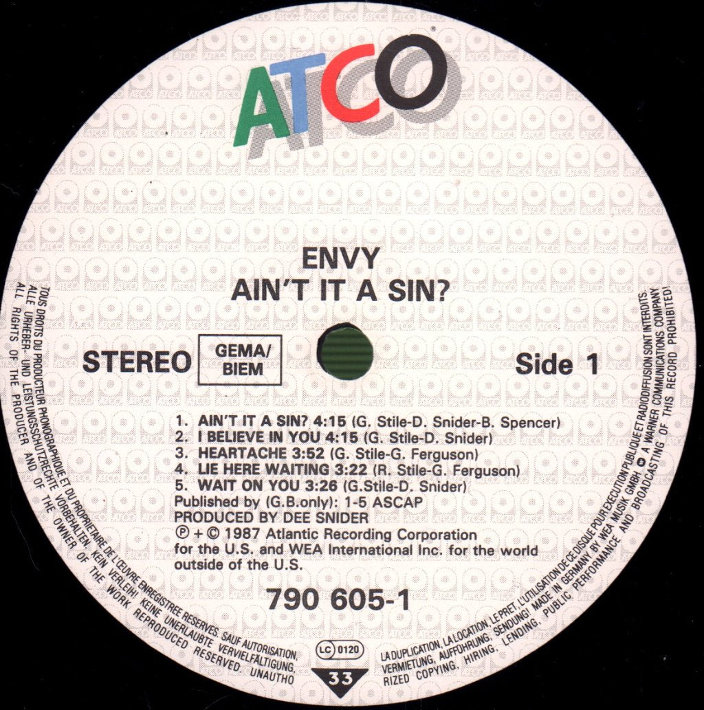 Envy - Ain't It A Sin? - Lp