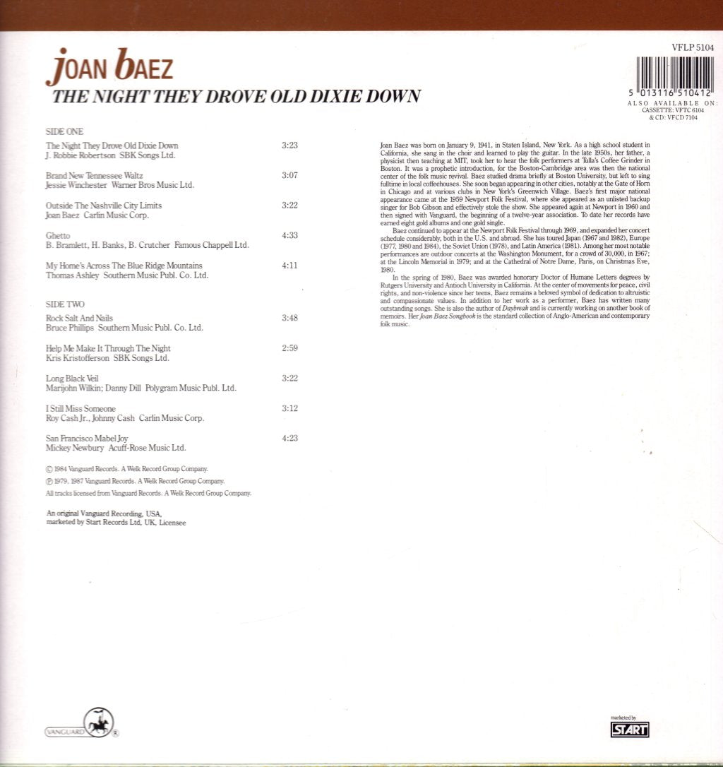 Joan Baez - Night They Drove Old Dixie Down - Lp
