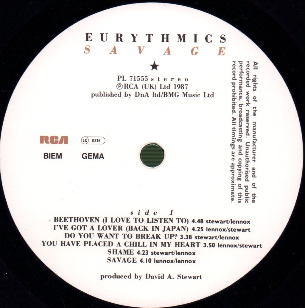 Eurythmics - Savage - Lp
