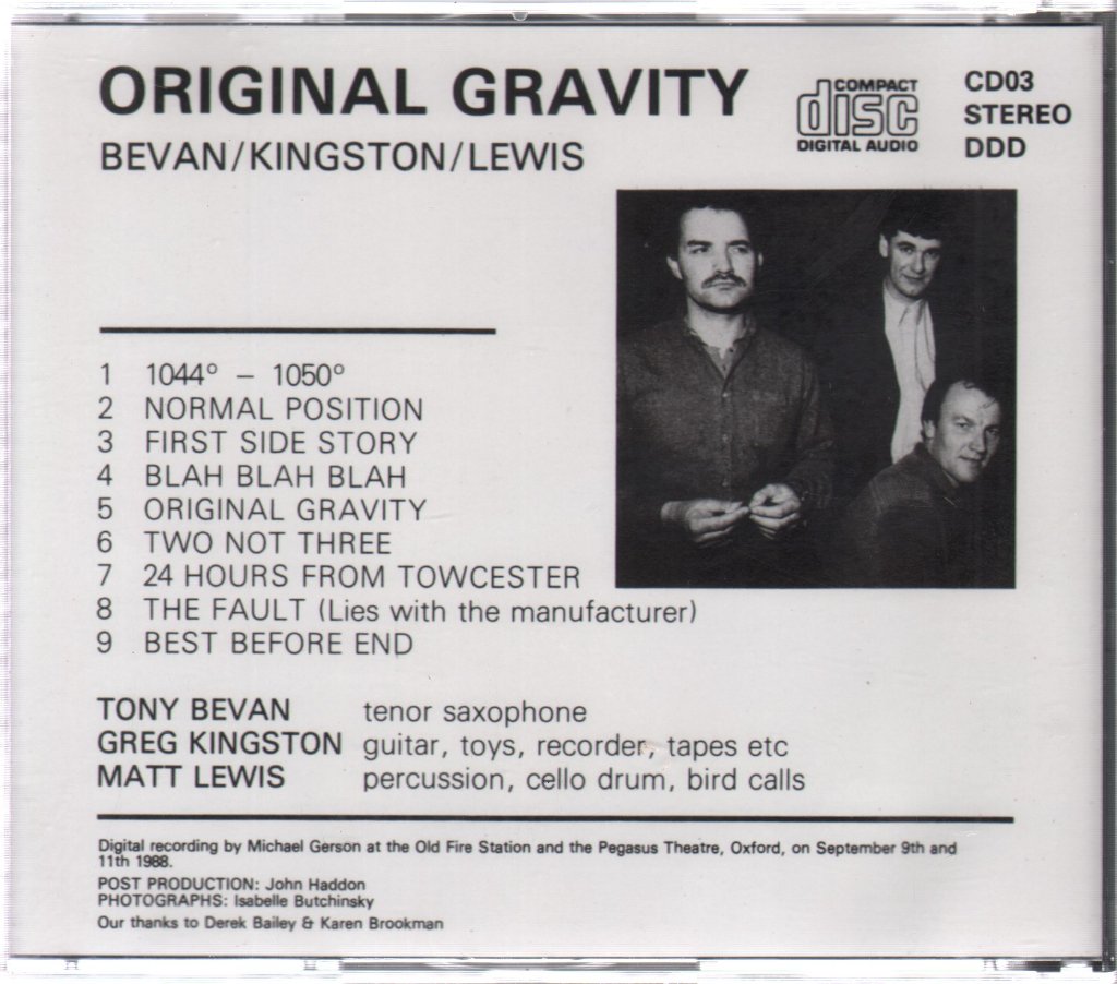 Bevan Kingston Lewis - Original Gravity - Cd
