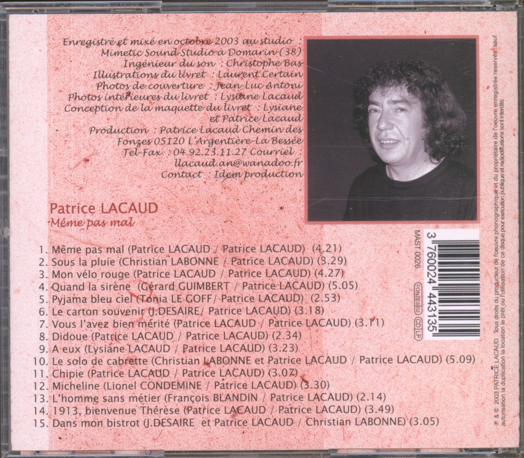 Patrice Lacaud - Même Pas Mal - Cd