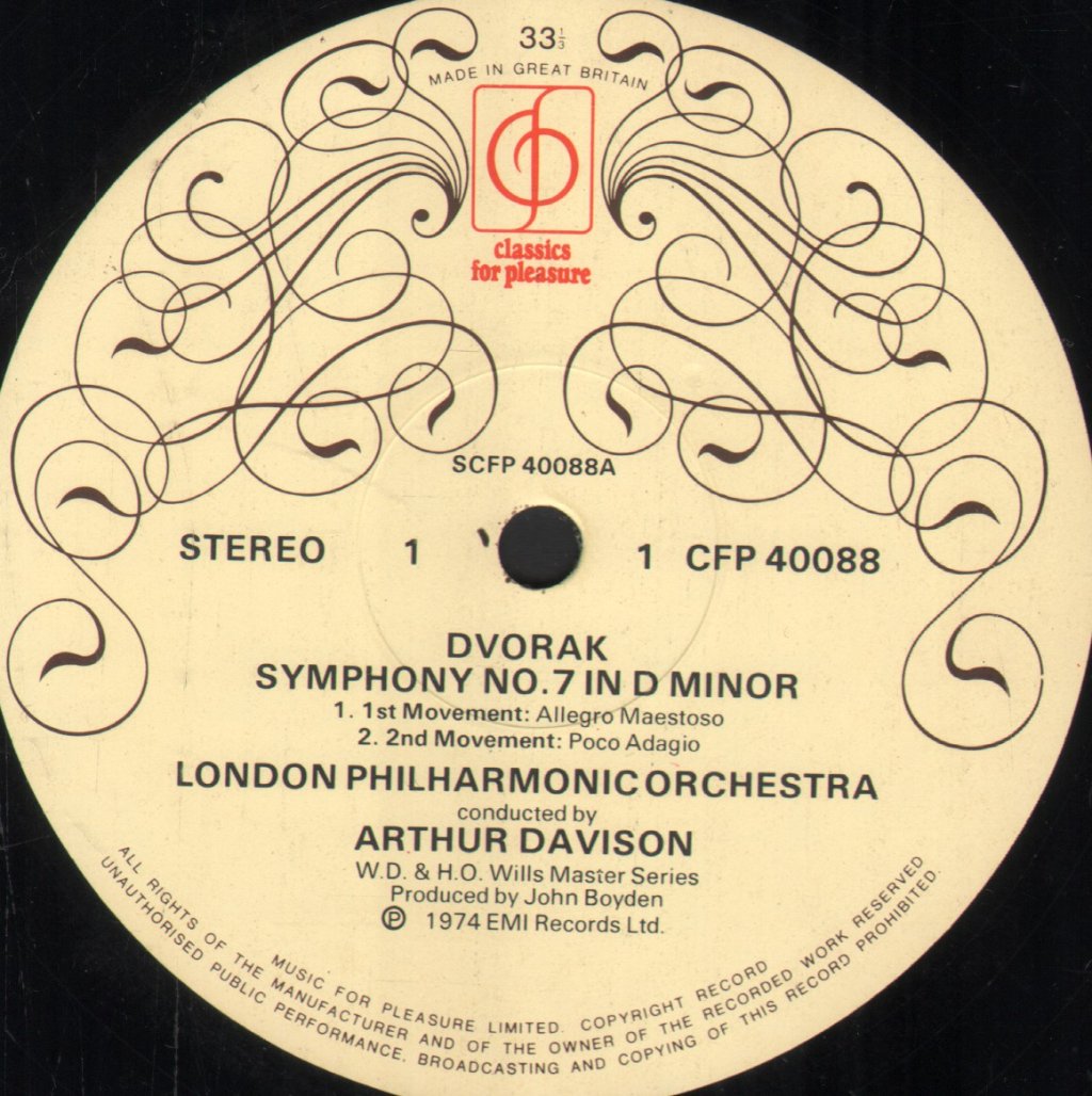 Arthur Davison / London Philharmonic Orchestra - Dvorak - Symphony No. 7 In D Minor - Lp