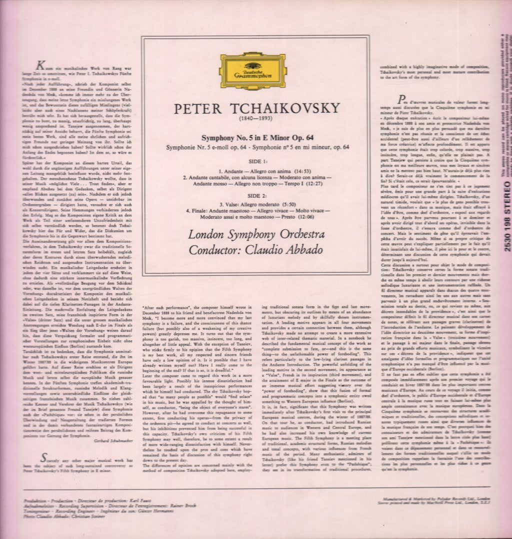 London Symphony Orchestra - Tchaikovsky Symphonie Nr. 5 - Lp
