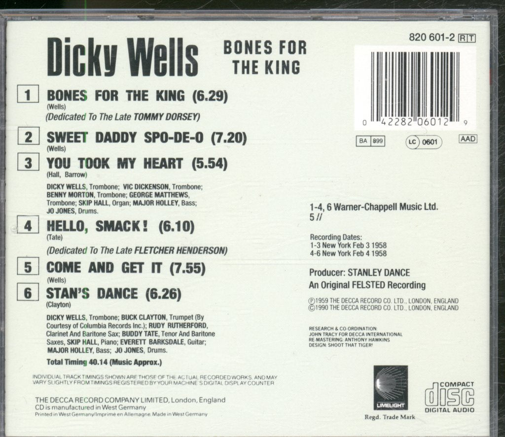 Dickie Wells - Bones For The King - Cd
