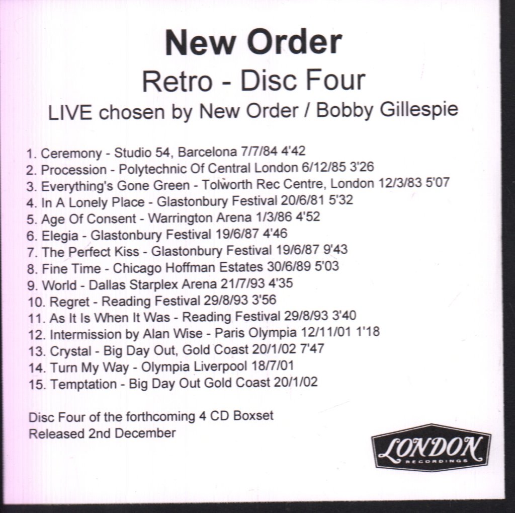 New Order - Retro disc four - Cdr