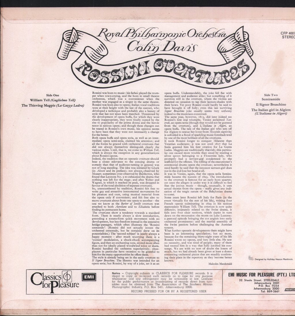Colin Davis / Royal Philharmonic Orchestra - Rossini Overtures - Lp