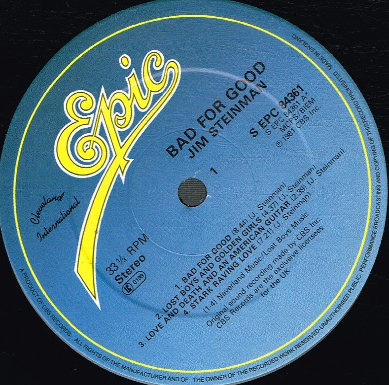 Jim Steinman - Bad For Good - Lp