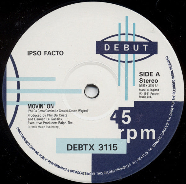 Ipso Facto (Dance Artist) - Movin' On - 12 Inch