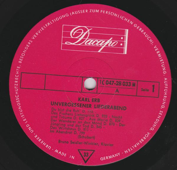 Karl Erb - Ein Unvergessener Liederabend - Lp