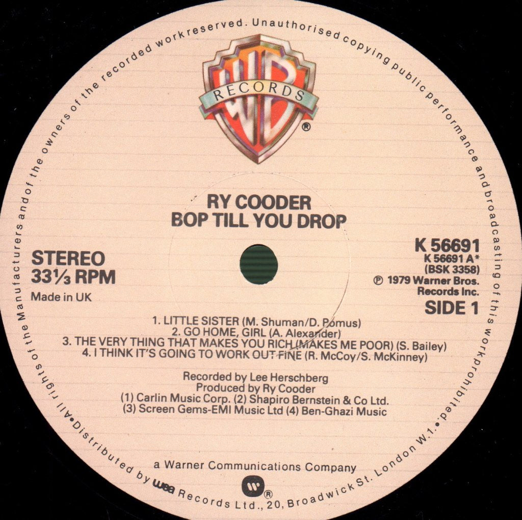 Ry Cooder - Bop Till You Drop - Lp