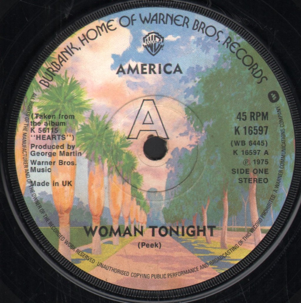 America - Woman Tonight - 7 Inch