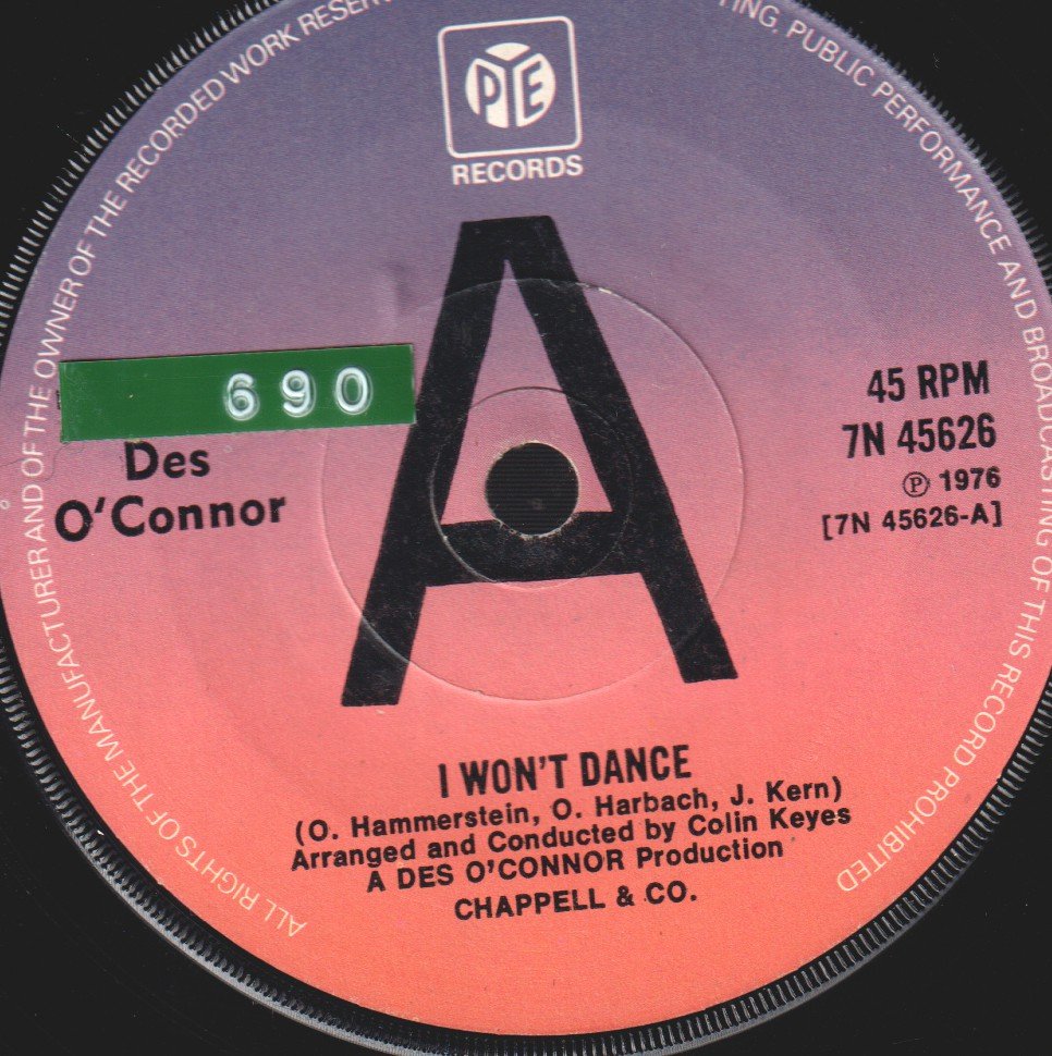Des O'Connor - I Won't Dance - 7 Inch